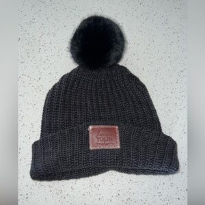 Love Your Melon Black Puff Ball Hat